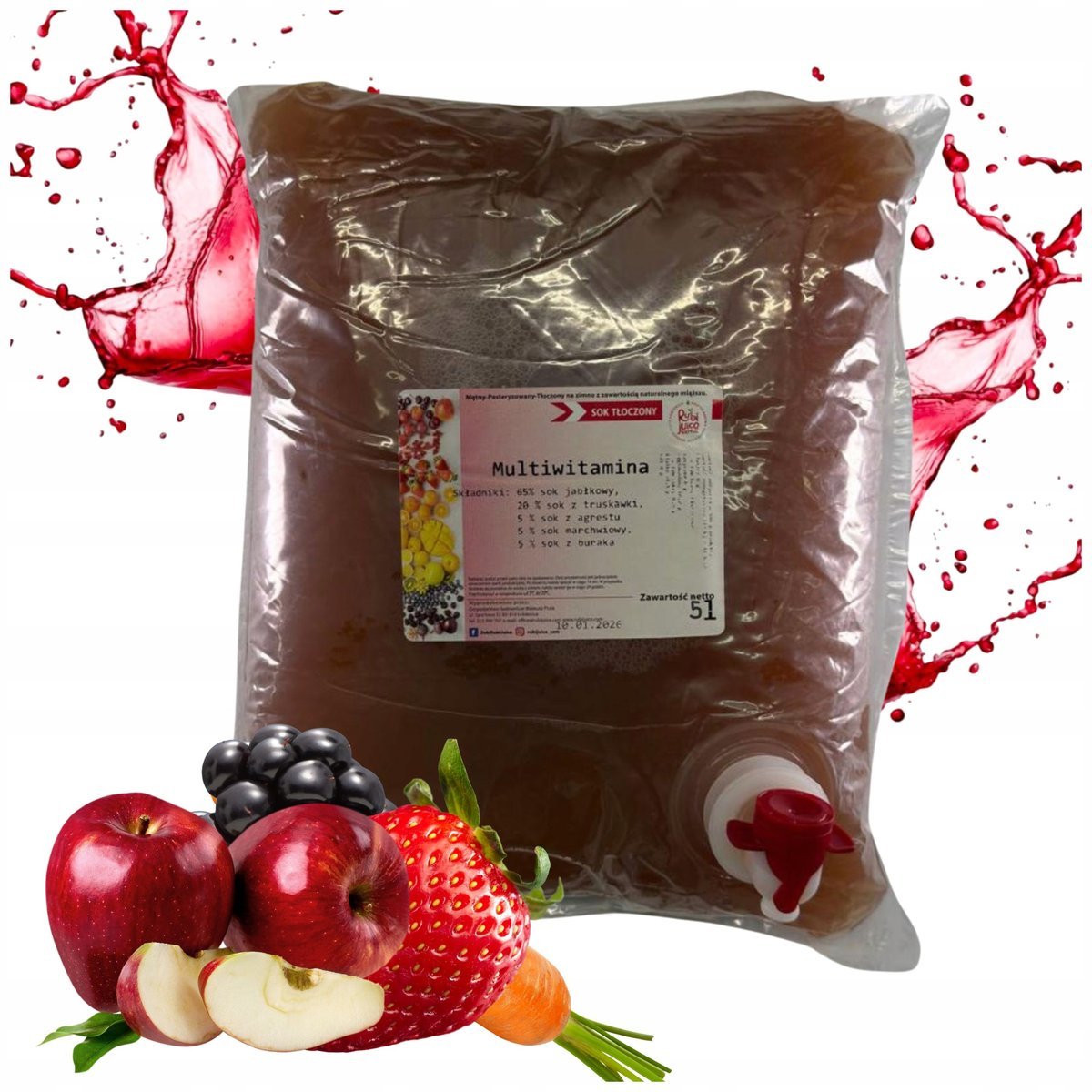 Sok multiwitamina 5l 100% NFC tłoczony naturalny bez dodatku cukru