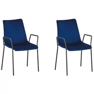 Krzesła - Beliani Zestaw 2 krzeseł do jadalni welurowy ciemnoniebieski JEFFERSON - miniaturka - grafika 1