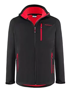 Black Crevice Męska kurtka softshell z kapturem, czarny/czerwony, L - Kurtki męskie - miniaturka - grafika 1