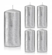 Świece - Świece ozdobne srebrne walec kokon 12/6 zestaw 5 - miniaturka - grafika 1