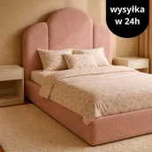 Łóżka dla dzieci i młodzieży - Łóżko tapicerowane Archetta Bouclé 100x200 pudrowy róż - miniaturka - grafika 1