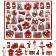 Ozdoby bożonarodzeniowe - Zawieszki świąteczne 30 sztuk ozdoby choinkowe drewniane - miniaturka - grafika 1