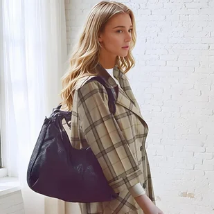 Torebka Damska Worek czarny na ramię - Torebki damskie Torebka Damska Worek czarny na ramię - Torebki damskie - miniaturka - grafika 1