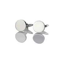 Spinki do mankietów i krawatów - Spinki do mankietów klasyczne srebrne okrągłe gładkie EM 16 - EM Men's Accessories - miniaturka - grafika 1