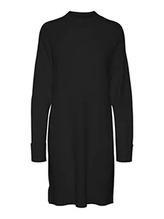 VERO MODA Damska sukienka Vmgold Needle Ls z wysokim dekoltem, czarny, L - Sukienki - miniaturka - grafika 1