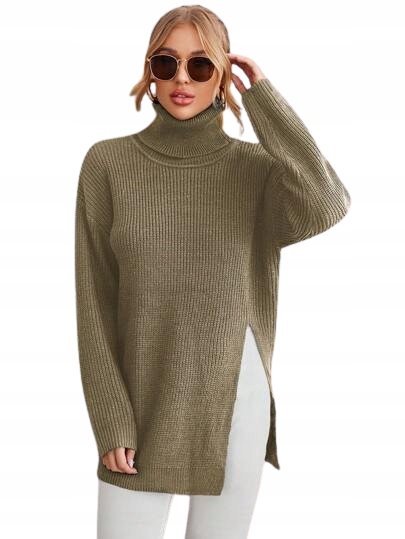 SWETER DAMSKI BRĄZOWY Z DŁUGIM RĘKAWEM M ŁxH