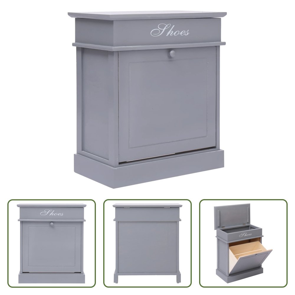 Szafka na buty The Living Store szara 50 x 28 x 58 cm drewno Paulownia