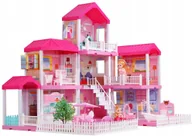 Domki dla lalek - Duży Domek Dla Lalek Willa Meble Lalki Taras 3w1 Akcesoria - miniaturka - grafika 1