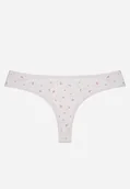 Majtki damskie - Jasnoszare Majtki Stringi z Bawełną w Kwiaty Calylia - miniaturka - grafika 1