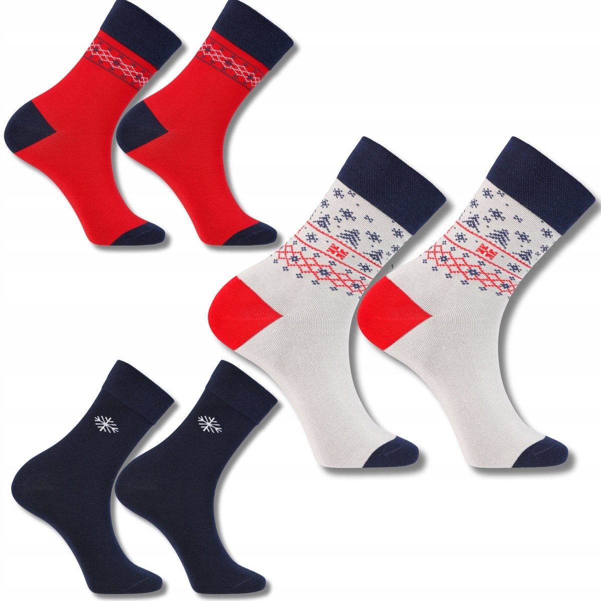 Długie Skarpety Męskie Świąteczne Bawełna 3-Pak Prezent Moraj 39-42