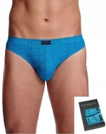 Majtki męskie - SLIPY ATLANTIC MĘSKIE MAJTKI MP1352 SPORT TURKUSOWE W KRATKĘ 2PAK XXL - miniaturka - grafika 1