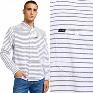 Koszule męskie - Lee RIVETED SHIRT Charcoal LUŹNA BIAŁA BAWEŁNIANA KOSZULA W PASKI S - miniaturka - grafika 1