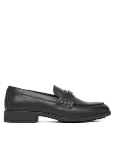 Tommy Hilfiger Loafersy Th Logo Leather Loafer FW0FW08705 Czarny - Półbuty damskie - miniaturka - grafika 1