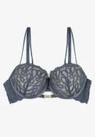 Biustonosze - Granatowy Biustonosz Typu Push Up z Koronką i Regulowanymi Podwójnymi Ramiączkami Emavina - Renee - miniaturka - grafika 1