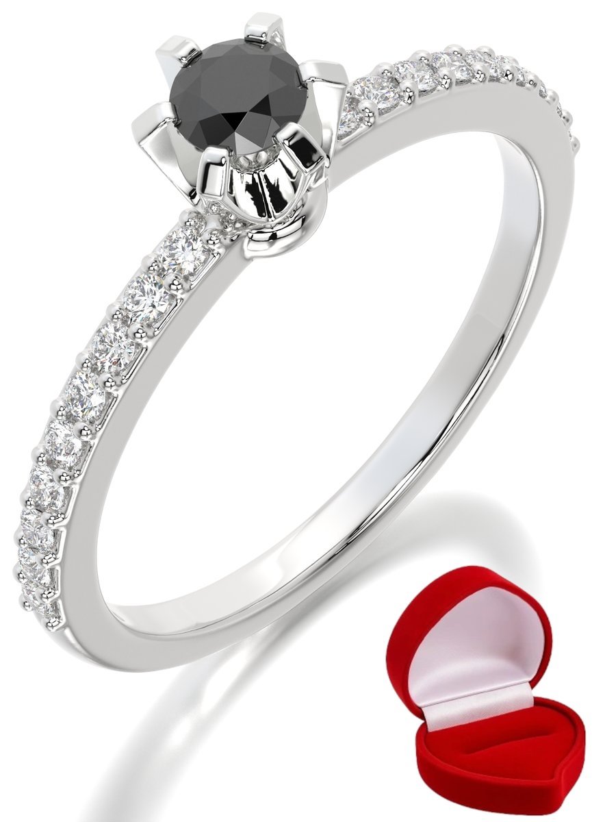 ZŁOTY PIERŚCIONEK ZARĘCZYNOWY 585 14k BRYLANT CZ. 0,14 ct BIAŁE ZŁOTO R21