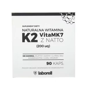 Laborell Witamina K2 Vita Mk7 Z Natto (200Uq) 90 Kapsułek - Suplement Diety Wyprodukowano W Polsce - Witaminy i minerały - miniaturka - grafika 1