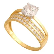 Pierścionki - Złoty Pierścionek z Cyrkoniami 585 Nowoczesny 3 g, R 16 Rodium - miniaturka - grafika 1