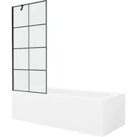 Wanny - Mexen Vega wanna prostokątna 150 x 70 cm z obudową i parawanem 1-skrzydłowym 80 cm, czarny wzór - miniaturka - grafika 1