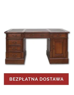 Biurko drewniane kolonialne dwustronne (6+1 x2) do gabinetu / kancelarii - Biurka - miniaturka - grafika 1