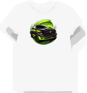 Koszulka damska biała z motywem zielonego Dodge Rama S - Koszulki i topy damskie - miniaturka - grafika 1