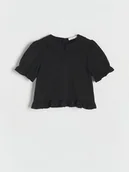 Bluzki dla dziewczynek - Reserved - Bluzka z haftowanym wzorem - czarny - miniaturka - grafika 1