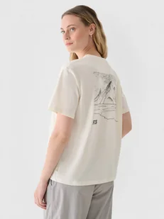 Damski t-shirt z nadrukiem 4F 4FWAW24TTSHF1648 - beżowy - Koszulki sportowe damskie - miniaturka - grafika 1