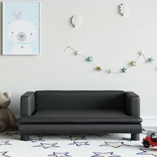 vidaXL Sofa dla dzieci, czarna, 80x45x30 cm, sztuczna skóra - Meble do sypialni - miniaturka - grafika 1