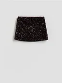 Spódnice - Reserved - Spódnico-szorty z cekinami - mahoniowy - miniaturka - grafika 1