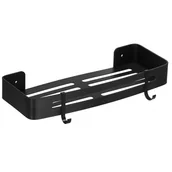 Półki łazienkowe - Półka łazienkowa wisząca pod prysznic 32x12 cm stal nierdzewna loft czarna - miniaturka - grafika 1