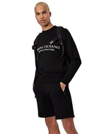 Bluzy męskie - Armani Exchange Męska bluza z okrągłym dekoltem, z przodu, czarny, XL - miniaturka - grafika 1