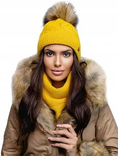 Polski Damski Komplet Czapka i Komin Szalik Woolk - Czapki damskie - miniaturka - grafika 1