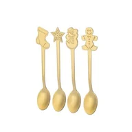 Łyżeczki - Łyżeczki z ozdobnym wykończeniem mix świąteczny 4 sztuki złoty - miniaturka - grafika 1