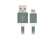Kable USB - Kabel Leather Micro Usb Szary - miniaturka - grafika 1