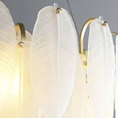 Lampy sufitowe - Lampa wisząca glamour PIUMA ST-6289-6 Step do jadalni biała mosiądz - miniaturka - grafika 1