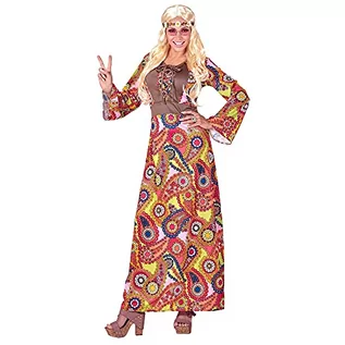 Sukienki - Widmann Widmann - Kostium dla dorosłych Hippie Woman, sukienka z kamizelką, łańcuszek ze znakiem Peace, Flower Power, przebranie, karnawał, impreza tematyczna 6545 - grafika 1