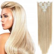 Ozdoby do włosów - Włosy Doczepiane 60cm Clipin Jak Naturalne Blond - miniaturka - grafika 1