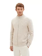 Kurtki męskie - TOM TAILOR Męska kurtka z dzianiny, 32734 - Beżowa struktura Lufalfa Fancy Structure, 3XL - miniaturka - grafika 1