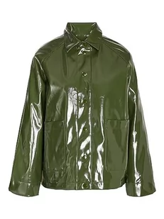 Noisy may Damska kurtka przeciwdeszczowa NMSKY L/S Short Vinyl Coat NOOS, zielony Kombu, L, Kombu Green, L - Kurtki damskie - miniaturka - grafika 1