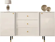 Komody - MEGSTYL KOMODA 160CM Z ZŁOTYMI ZDOBENIAMI - CRISTAL 2 biały mat - biały połysk - miniaturka - grafika 1
