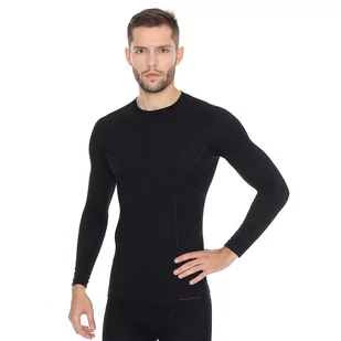 Brubeck - Koszulka termoaktywna z długim rękawem Active Wool Merino - Czarna - LS12820 - Koszulki sportowe męskie - miniaturka - grafika 2