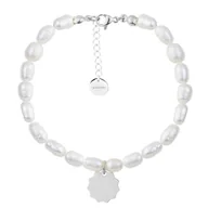 Bransoletki - Bransoletka perełkowa z charmsem słoneczkiem do personalizacji - Manoki - miniaturka - grafika 1