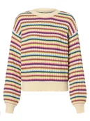 Swetry damskie - Y.A.S Sweter damski Kobiety dzianina grubo tkana beżowy|wielokolorowy w paski, XS - miniaturka - grafika 1