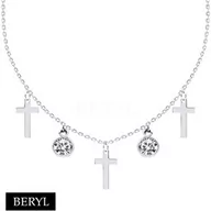 Biżuteria religijna - Naszyjnik CHOKER srebro925 krzyże cyrkonie - miniaturka - grafika 1