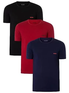 HUGO Męski T-shirt RN Triplet P, trójpak, z bawełny, z nadrukiem logo, Navy413., M - Koszulki męskie - miniaturka - grafika 1