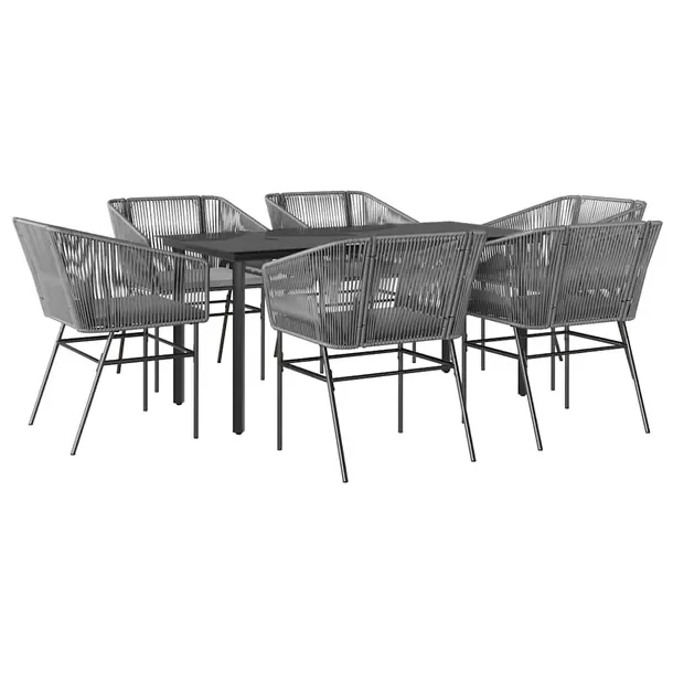 Zestaw mebli ogrodowych czarny 160 x 80 x 74 cm, krzesła szare 63 x 63 x 8