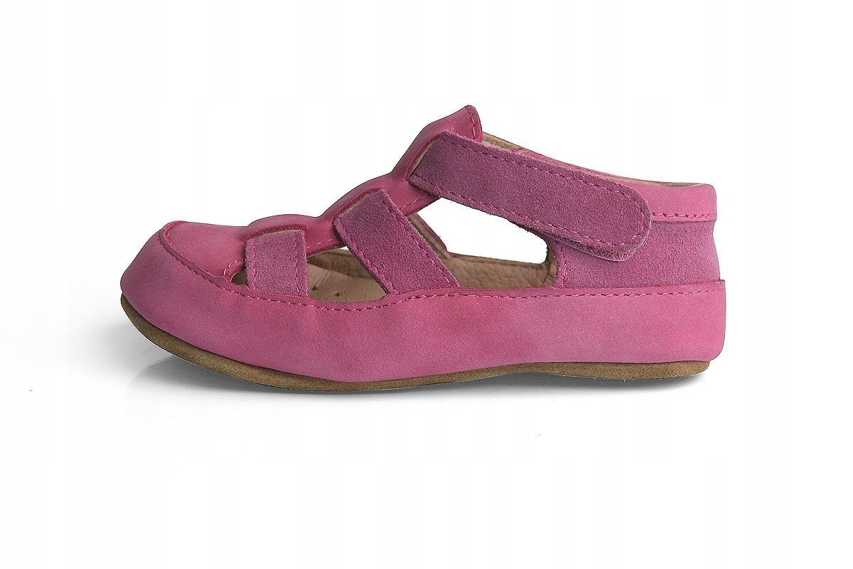 Kapcie dziecięce Drimes OBEX rozmiar 24 skórzane barefoot fuksja