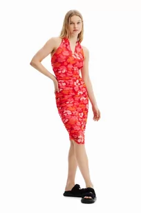 Desigual sukienka kolor czerwony midi dopasowana - Sukienki - miniaturka - grafika 1