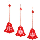 Bombki - Ozdoba choinkowa 5cm drewniana, świąteczna zawieszka dzwonki zestaw 3 szt. - miniaturka - grafika 1
