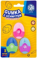 Przybory szkolne - Astra Gumka owalna z uchwytem 3 szt. - miniaturka - grafika 1
