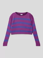 Swetry dla dziewczynek - Sweter z dzianiny w paski - miniaturka - grafika 1